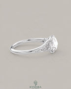 Vintage Rose Cut Moissanite Pavé Engagement Ring in 925 Silver