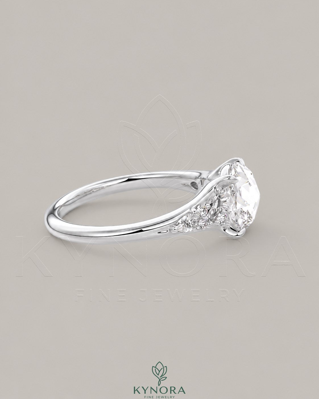 Vintage Rose Cut Moissanite Pavé Engagement Ring in 925 Silver