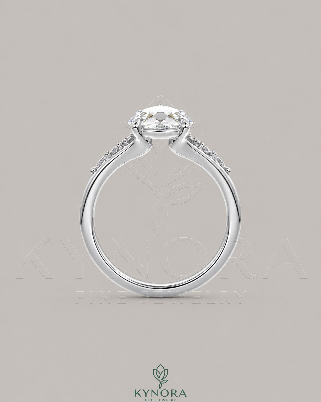 Vintage Rose Cut Moissanite Pavé Engagement Ring in 925 Silver