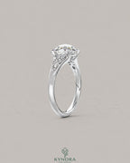 Vintage Rose Cut Moissanite Pavé Engagement Ring in 925 Silver