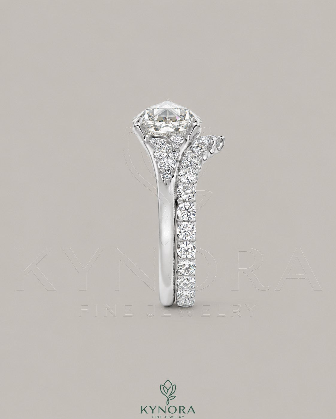Vintage Rose Cut Moissanite Pavé Engagement Ring in 925 Silver