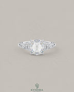 Vintage Rose Cut Moissanite Pavé Engagement Ring in 925 Silver