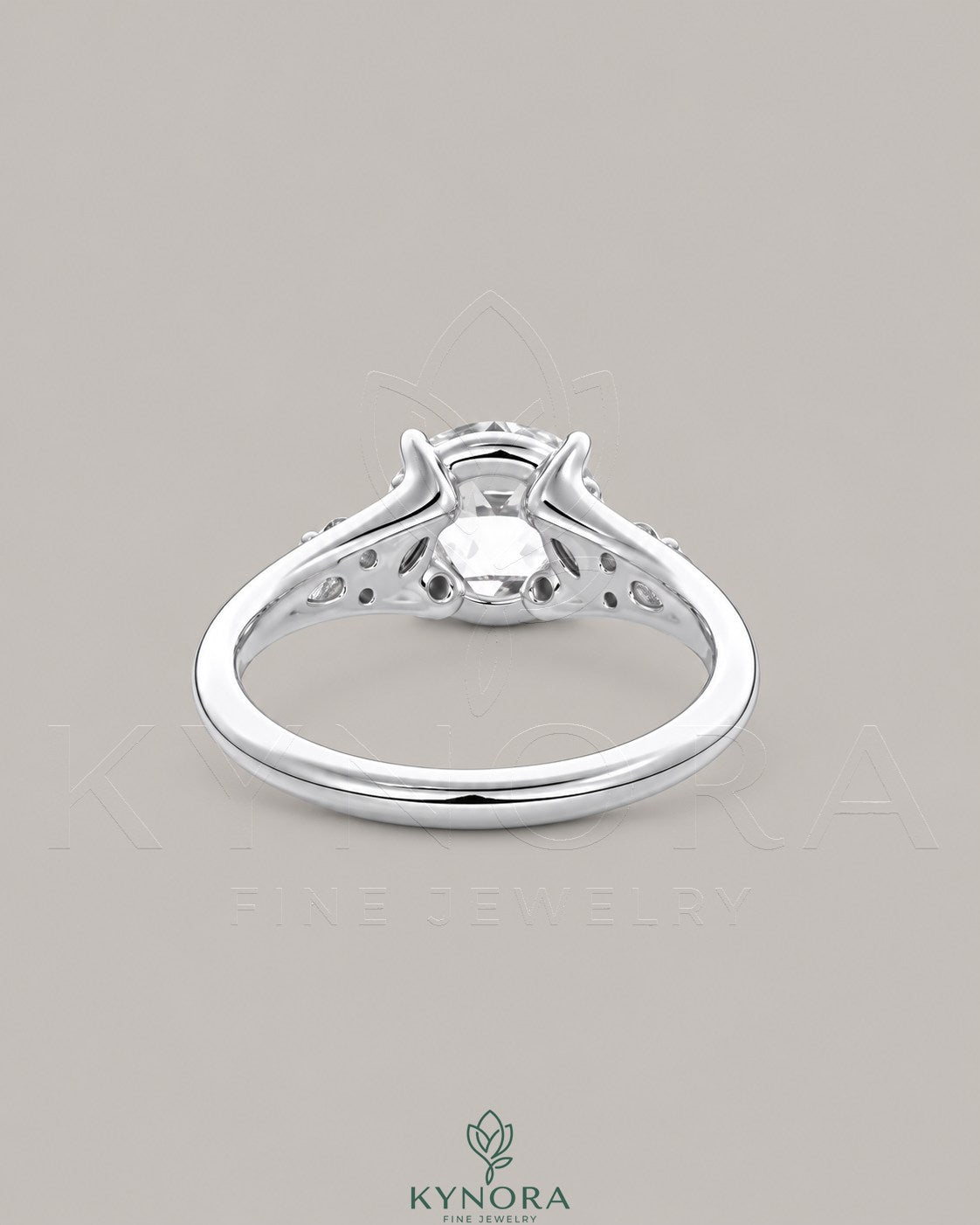 Vintage Rose Cut Moissanite Pavé Engagement Ring in 925 Silver