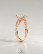Oval Moissanite 3-Stone Engagement Ring with Twisted Pavé Shank in 925 Silver