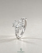 Oval Moissanite 3-Stone Engagement Ring with Twisted Pavé Shank in 925 Silver