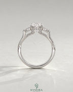 Oval Moissanite 3-Stone Engagement Ring with Twisted Pavé Shank in 925 Silver