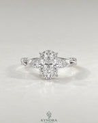 Oval Moissanite 3-Stone Engagement Ring with Twisted Pavé Shank in 925 Silver