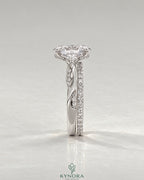 Oval Moissanite 3-Stone Engagement Ring with Twisted Pavé Shank in 925 Silver