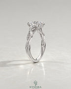 Oval Moissanite 3-Stone Engagement Ring with Twisted Pavé Shank in 925 Silver