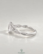 Oval Moissanite 3-Stone Engagement Ring with Twisted Pavé Shank in 925 Silver