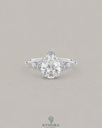 Pear Moissanite Tapered Pavé Engagement Ring in 925 Silver