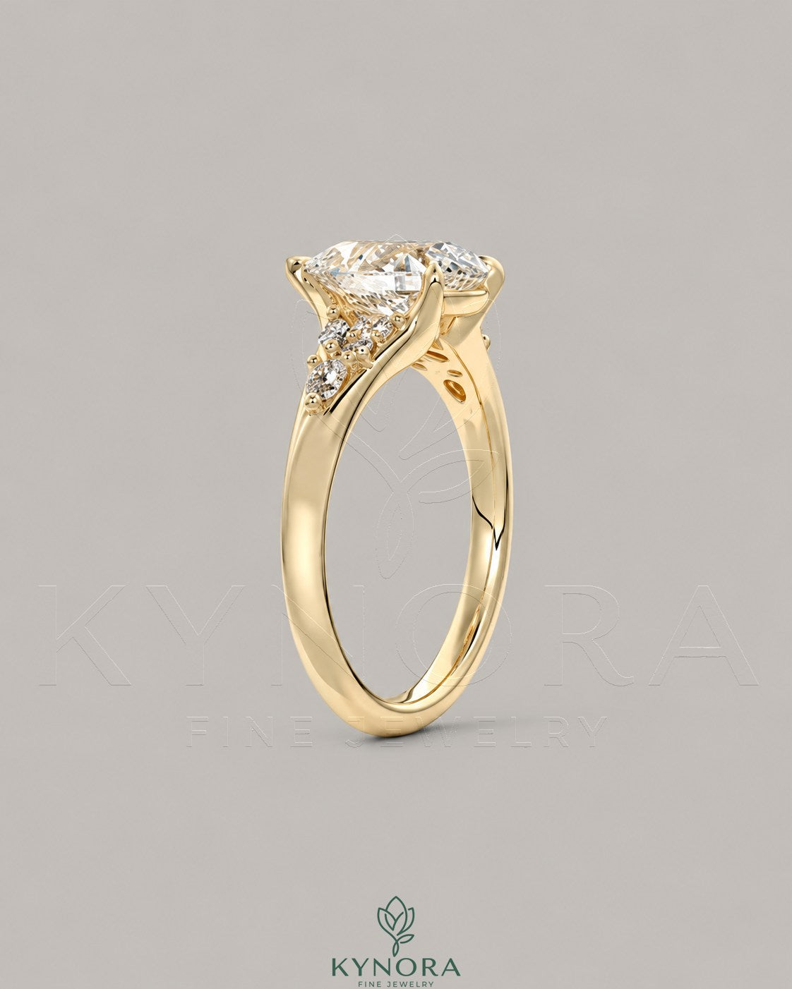 Pear Moissanite Tapered Pavé Engagement Ring in 925 Silver