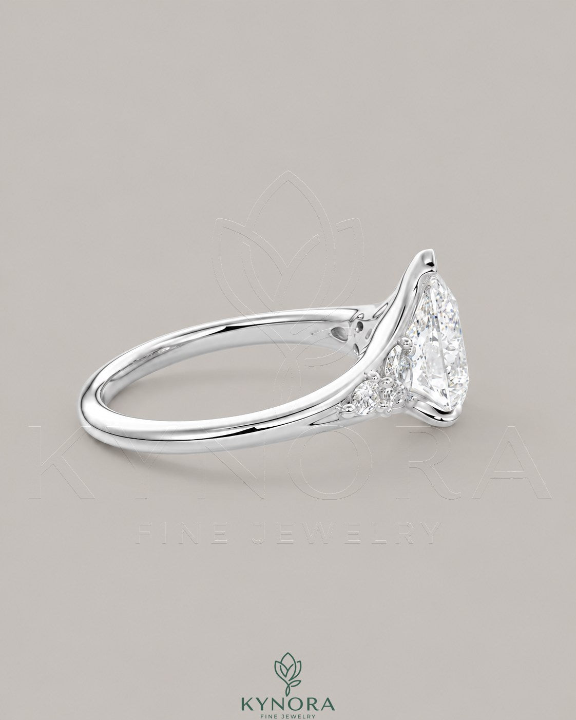 Pear Moissanite Tapered Pavé Engagement Ring in 925 Silver