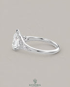 Pear Moissanite Tapered Pavé Engagement Ring in 925 Silver
