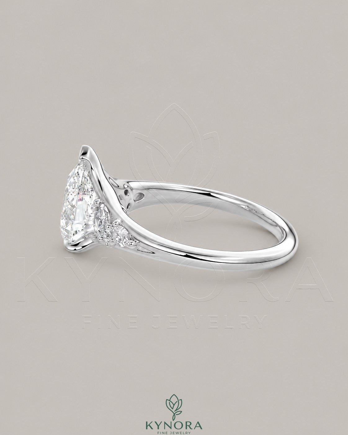 Pear Moissanite Tapered Pavé Engagement Ring in 925 Silver