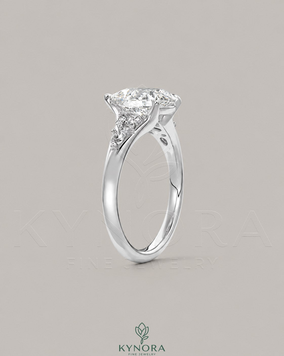 Pear Moissanite Tapered Pavé Engagement Ring in 925 Silver