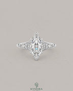 Vintage Marquise Moissanite Pavé Engagement Ring in 925 Silver