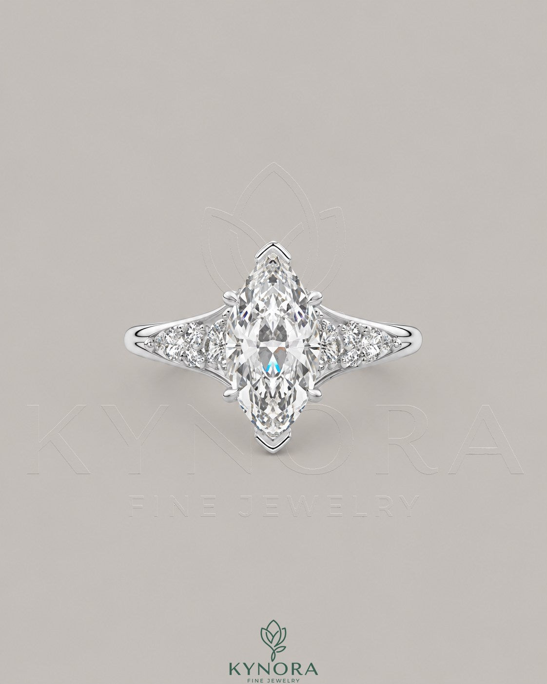 Vintage Marquise Moissanite Pavé Engagement Ring in 925 Silver