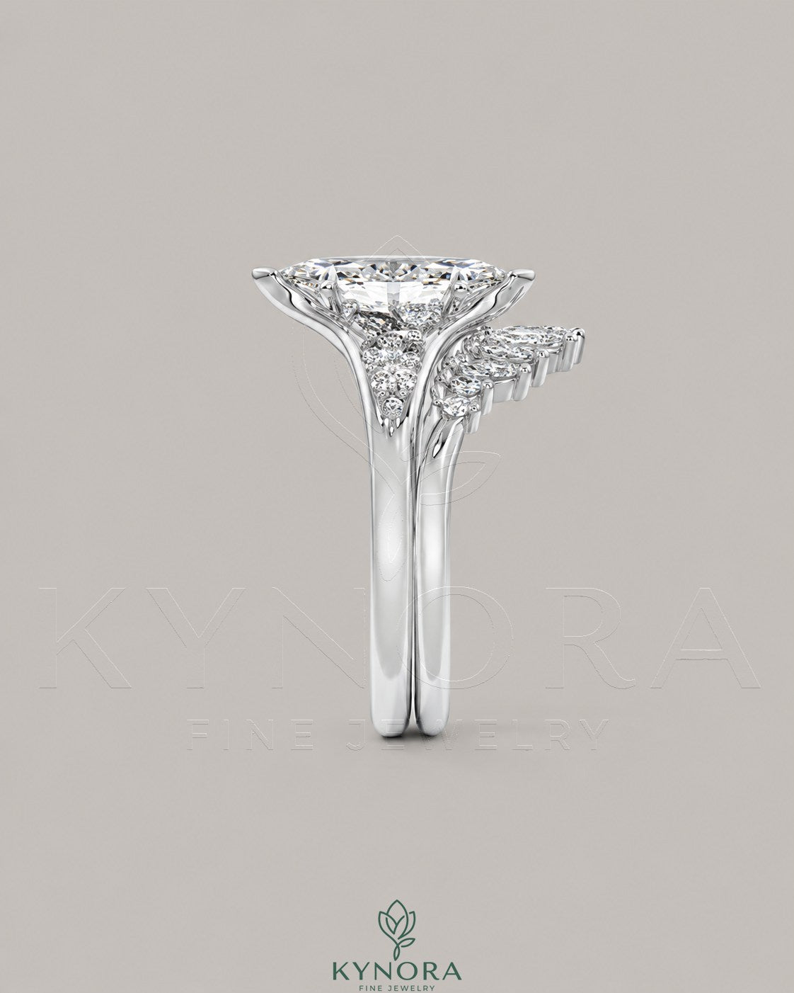 Vintage Marquise Moissanite Pavé Engagement Ring in 925 Silver