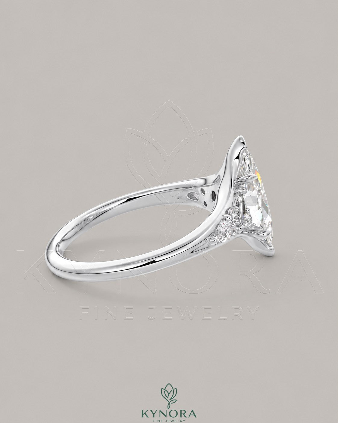 Vintage Marquise Moissanite Pavé Engagement Ring in 925 Silver