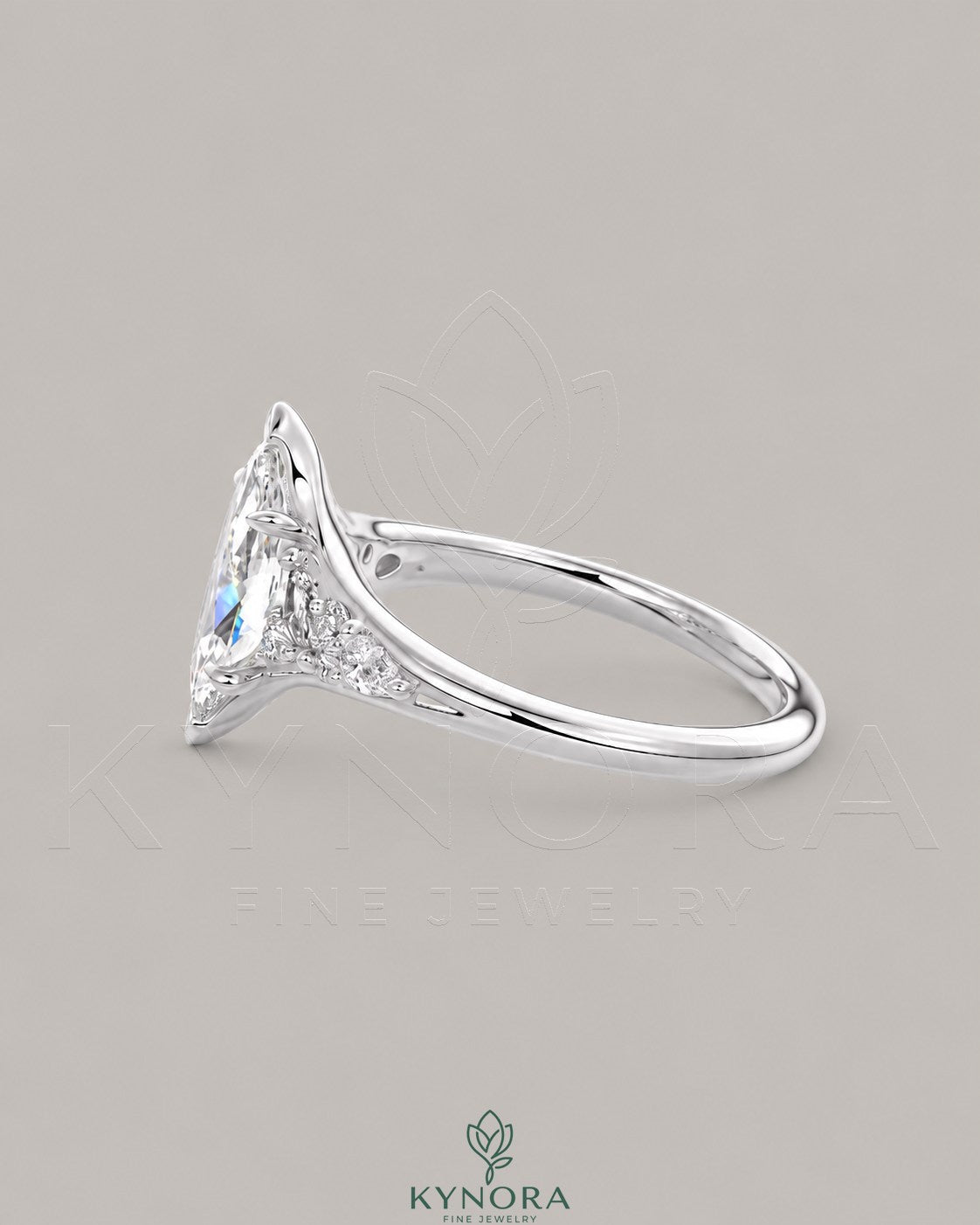 Vintage Marquise Moissanite Pavé Engagement Ring in 925 Silver
