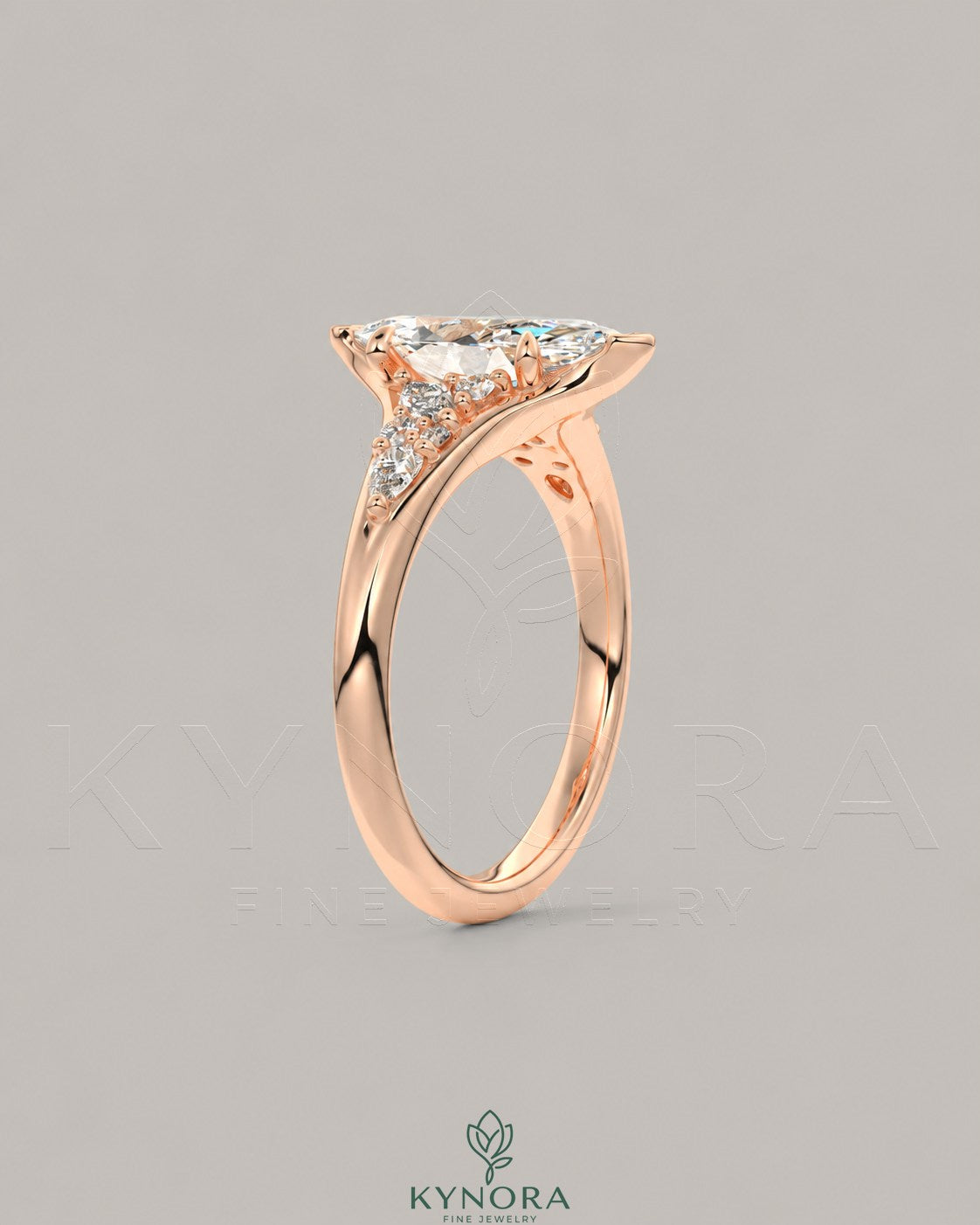 Vintage Marquise Moissanite Pavé Engagement Ring in 925 Silver