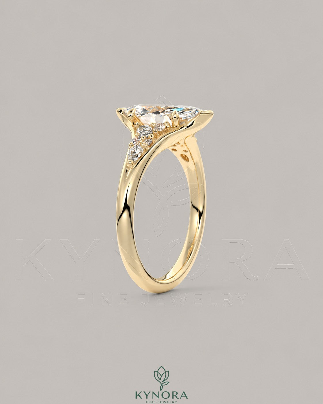 Vintage Marquise Moissanite Pavé Engagement Ring in 925 Silver