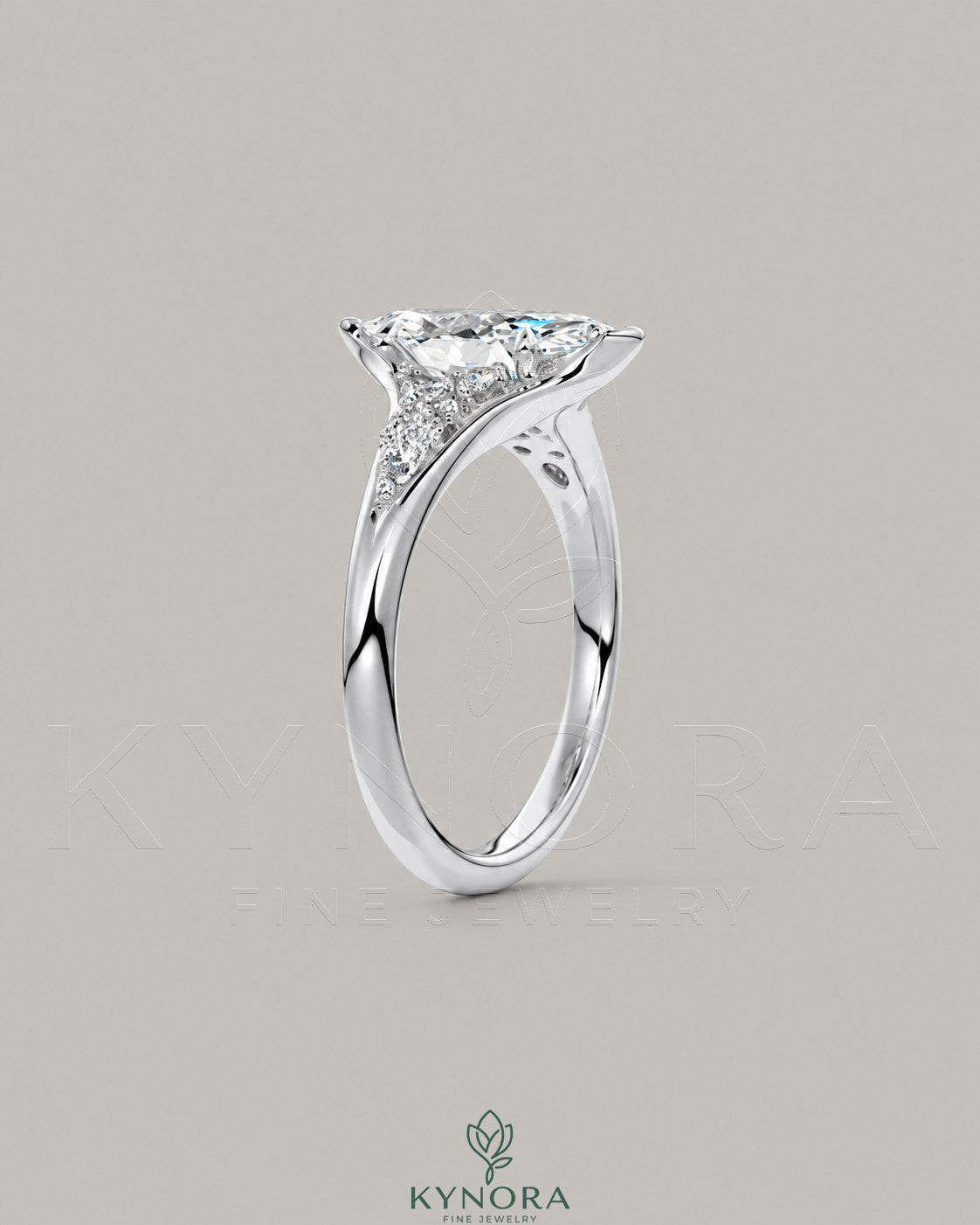 Vintage Marquise Moissanite Pavé Engagement Ring in 925 Silver