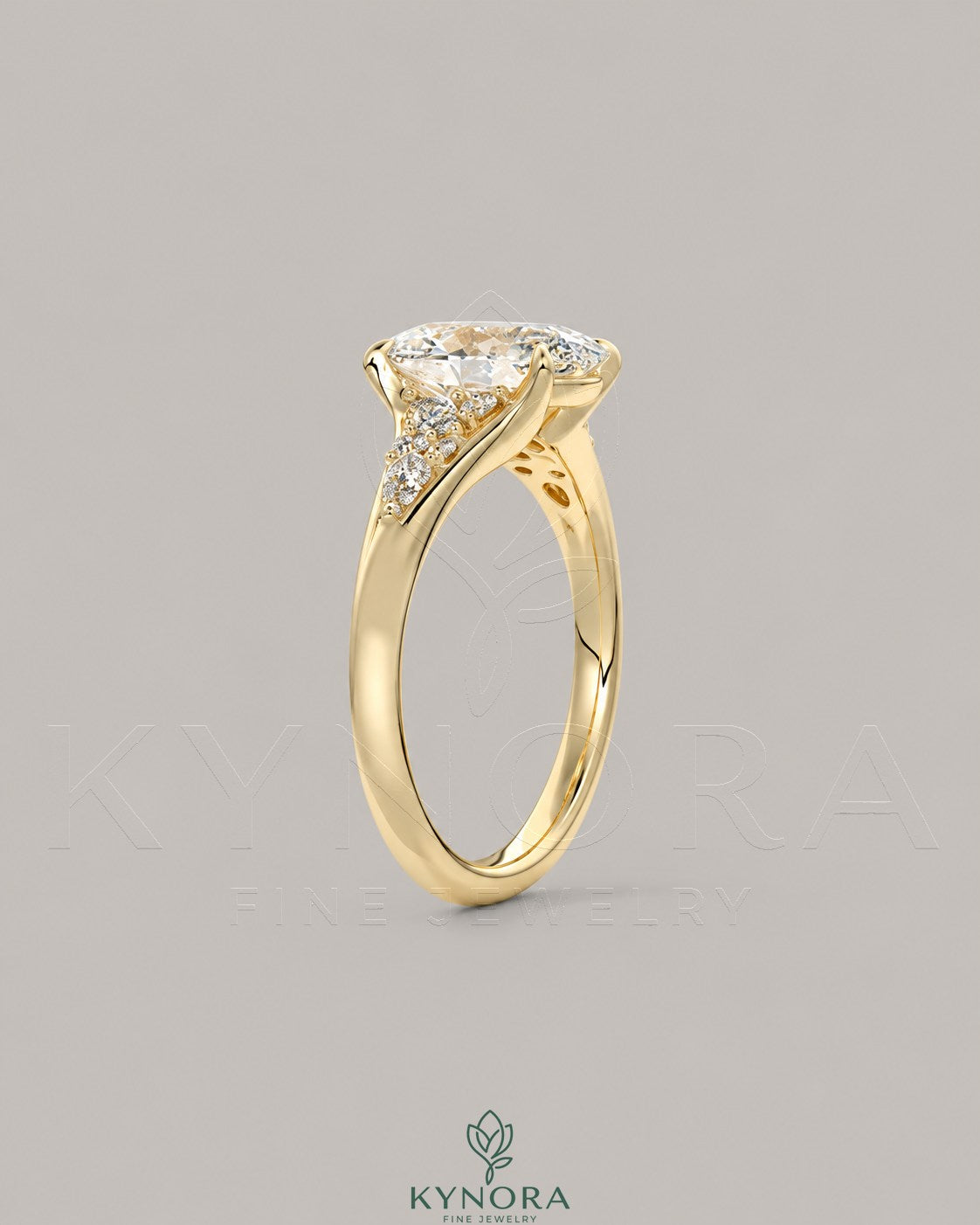 Vintage Oval Moissanite Pavé Engagement Ring in 925 Silver
