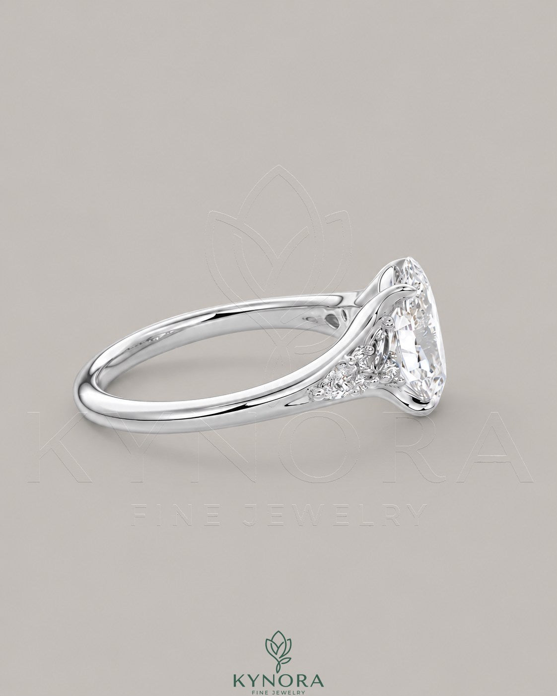 Vintage Oval Moissanite Pavé Engagement Ring in 925 Silver