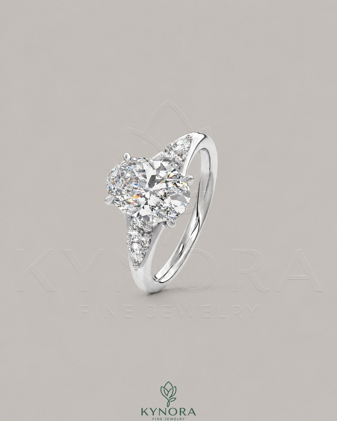Vintage Oval Moissanite Pavé Engagement Ring in 925 Silver Secondary image