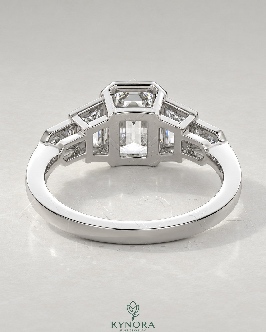 Vintage Emerald Cut 5-Stone Moissanite Engagement Ring in 925 Silver