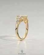 Vintage Emerald Cut 5-Stone Moissanite Engagement Ring in 925 Silver