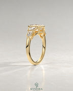 Vintage Emerald Cut 5-Stone Moissanite Engagement Ring in 925 Silver
