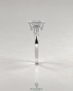 Vintage Emerald Cut 5-Stone Moissanite Engagement Ring in 925 Silver