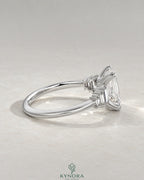 Emerald Moissanite 5-Stone Engagement Ring with Baguette Sides in 925 Silver