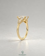 Emerald Moissanite 5-Stone Engagement Ring with Baguette Sides in 925 Silver