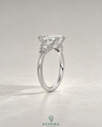 Emerald Moissanite 5-Stone Engagement Ring with Baguette Sides in 925 Silver