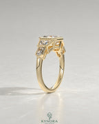 Vintage Asscher Cut 5-Stone Moissanite Engagement Ring in 925 Silver