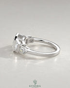 Vintage Asscher Cut 5-Stone Moissanite Engagement Ring in 925 Silver