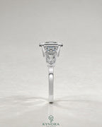 Vintage Asscher Cut 5-Stone Moissanite Engagement Ring in 925 Silver