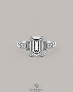 Emerald Cut Moissanite Three-Stone Engagement Ring in 925 Sterling Silver