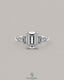Emerald Cut Moissanite Three-Stone Engagement Ring in 925 Sterling Silver