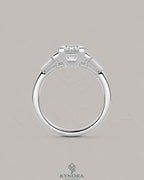 Emerald Cut Moissanite Three-Stone Engagement Ring in 925 Sterling Silver