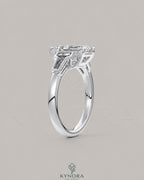 Emerald Cut Moissanite Three-Stone Engagement Ring in 925 Sterling Silver