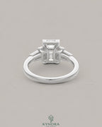 Emerald Cut Moissanite Three-Stone Engagement Ring in 925 Sterling Silver