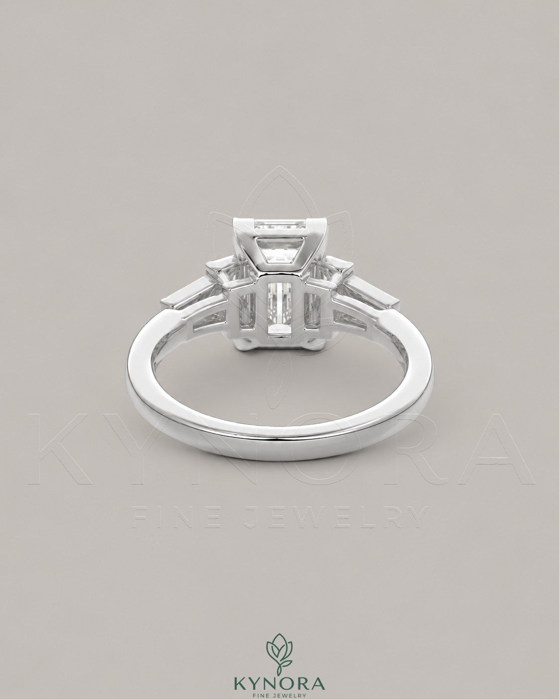 Emerald Cut Moissanite Three-Stone Engagement Ring in 925 Sterling Silver