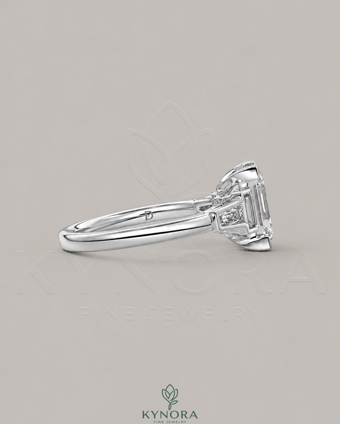 Emerald Cut Moissanite Three-Stone Engagement Ring in 925 Sterling Silver