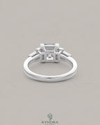 Asscher Cut Moissanite Three-Stone Engagement Ring in 925 Silver