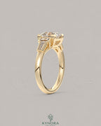 Asscher Cut Moissanite Three-Stone Engagement Ring in 925 Silver